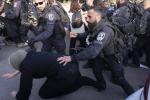Sheikh Jarrah. Israeli policemen violently disperse Palestinians and activists during the Friday weekly demonstration
